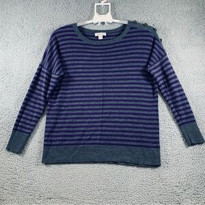 Coldwater Creek Sweater Women's Long Sleeve Merino Wool Blend Purple Gray Size L